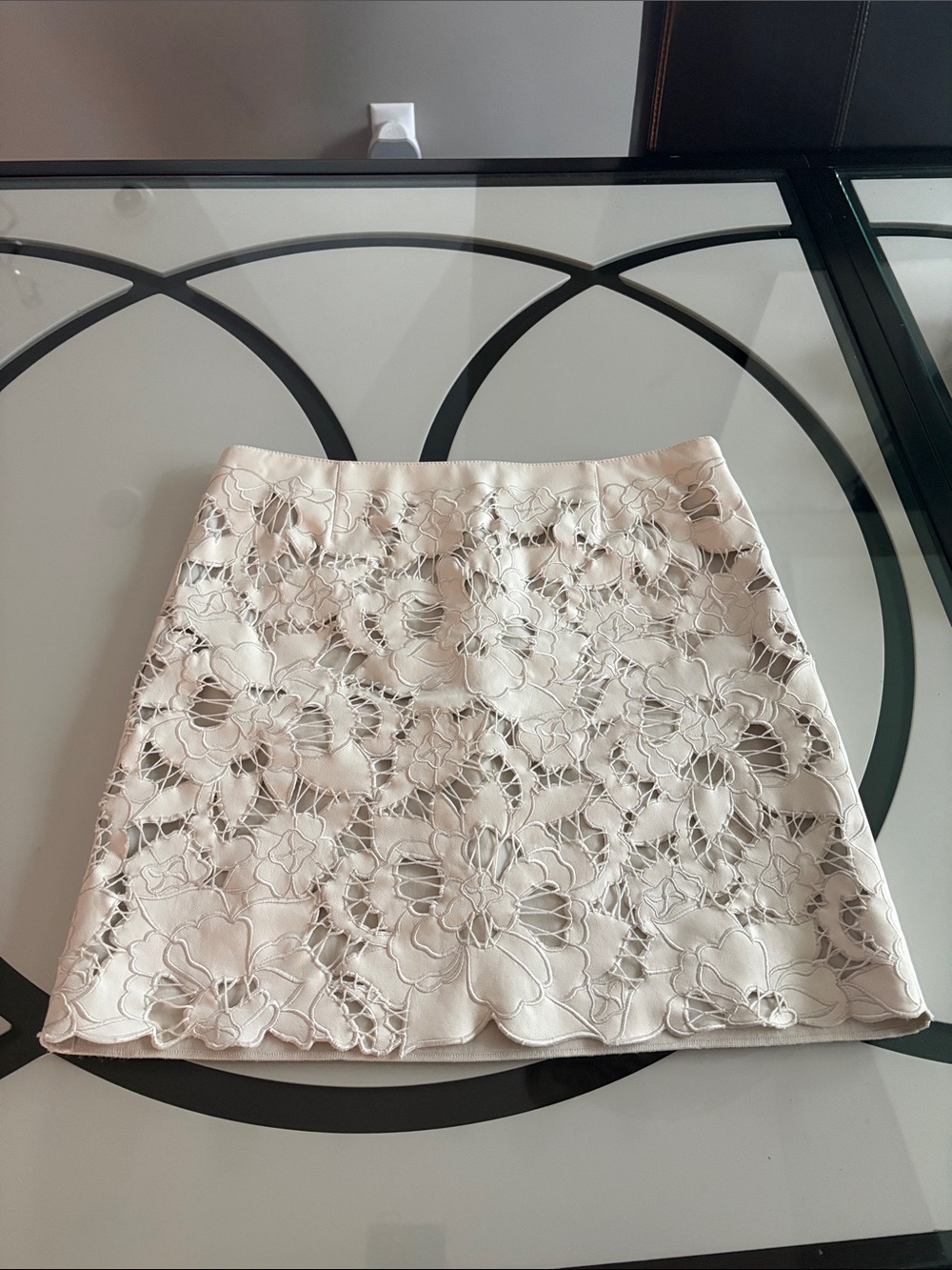Floral Lace Mini Skirt in Light Pink